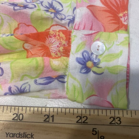 Erika & Co.  Long-Sleeve Button-Up Shirt  Womens Size L Floral Cotton - Picture 9 of 10